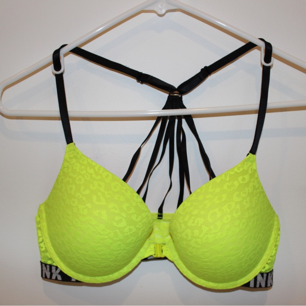 Pink- Neon Yellow Push-up Bra